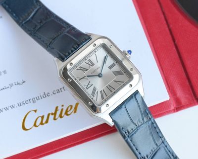 TW Factory Cartier Santos-Dumont 46.6*33.9mm Quartz Movement imported cartier cufflinks Blue Leather Strap Watch